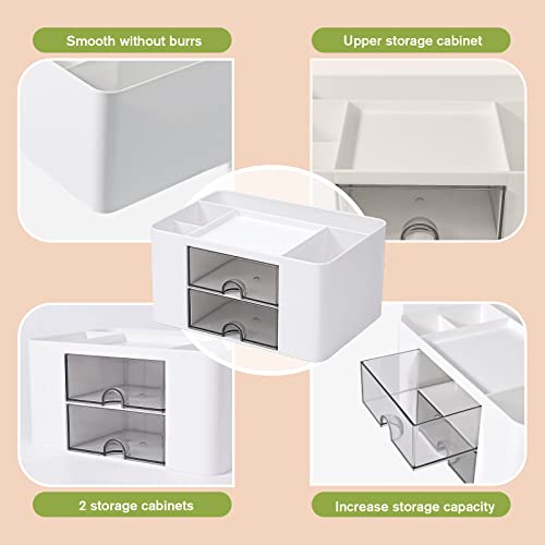 Organizzatore scrivania versatile con 5 scomparti, 2 cassetti e opzioni di conservazione multifunzionali - ideale per forniture da ufficio, articoli di cancelleria e accessori da scrivania.