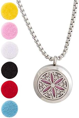 Miniatura 6 de Wild Essentials - Juego de 3 collares, árbol de la vida, flor de la vida, collar difusor de aceite esencial solar, colgante de acero inoxidable con