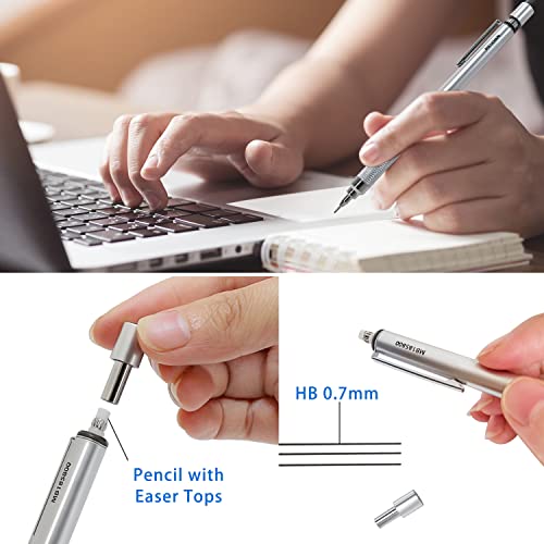 Leozie Mechanical Pencil, Graph Gear 1000 Metal Mechanical Pencils 0.7Mm, 2 Lead Mechanical Pencil 07 With Eraser And Lead Refills,Metallic Grip,Mechanical Pencil For Writing,Drafting,Drawing #TOP4