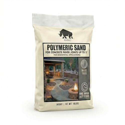 Rhino Power Bond Plus Polymeric Sand for Pavers, Ivory 10 Pound Paver Sand Polymeric for Stone Joints up to 2 Inches, Driveway Sand for Patio and Hardscape Projects