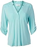 Calvin Klein Women's Mixed Media Roll-Sleeve Top
