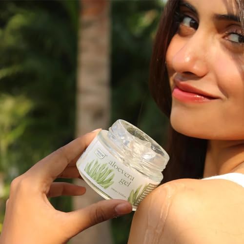 Image of Aloe Vera Skin Gel 100ml for Face & Hair and Fresh Aloe Vera Leaf Extract - Hydrating, Moisturizing, Soothing | Pure 100ml Gel for Glowing Skin | Multipurpose Care for Men & Women.