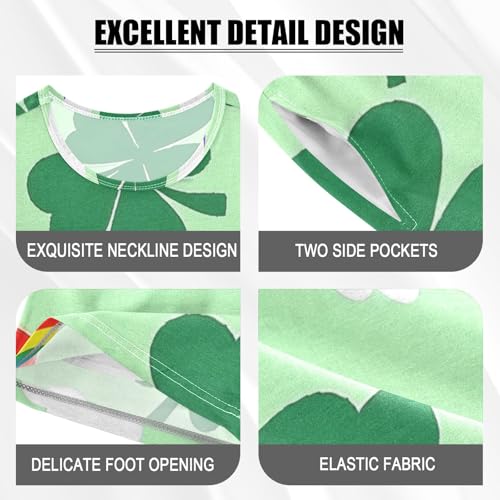 Summer Pajama Set Rainbow Clover Pattern, Short Sleeve Sleepwear Nightwear4