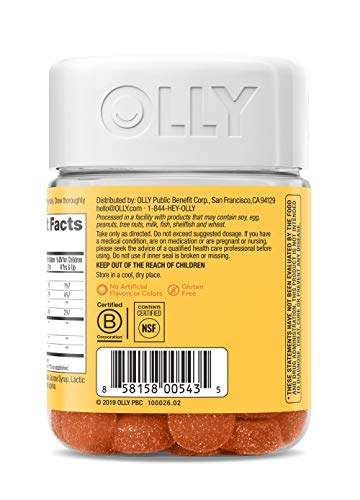 Olly Kids Probiotic + Prebiotic Gummy, 30 Day Supply (30 Gummies), Just Peachy, Probiotics, Prebiotics, Peppermint, Chewable Supplement #TOP1