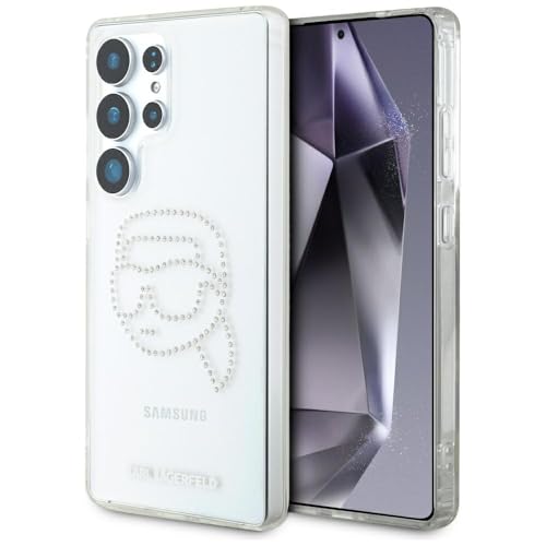 CG Mobile Karl Lagerfeld Rhinestones Karl Head Logo Coque pour Samsung Galaxy S25 Ultra (Transparent)