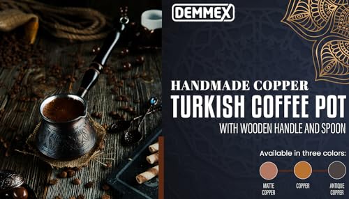 DEMMEX Cafeteira de cobre turco árabe grego mais espesso, cafeteira de fogão, Cezve Ibrik Briki com