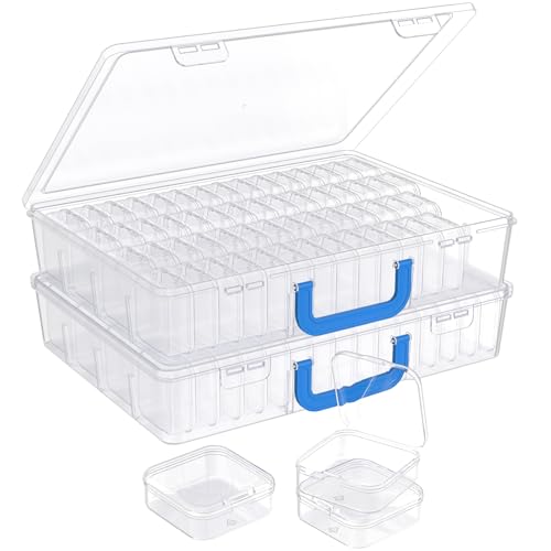 Image of Bead Organizer with Handle, 120Pcs Small Clear Bead Storage Boxes with Labels, Large Craft Case and Mini Plastic Dispensing Containers for Jewelry Making Diamonds Arts Screws Seeds Small Parts