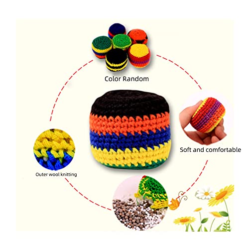 Lingmo Hacky Sack Balls For Adults Multicolored Crochet Assorted Geometric Pattern Foot Bag Kick Sack - Handmade Gifts Tribal Guatemalan Toys - Hacky Sack Balls Footbag #TOP6