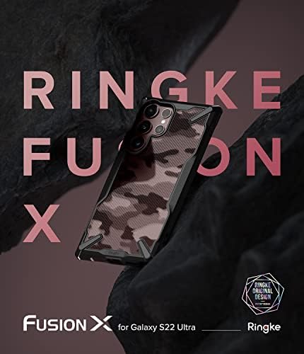 Ringke Fusion-X Compatible with Samsung Galaxy S22 Ultra 5G Case (2022), Clear Hard Back with Shockproof Enhanced Side Protective Bumper Phone Cover for S22 Ultra 6.8-Inch - Black