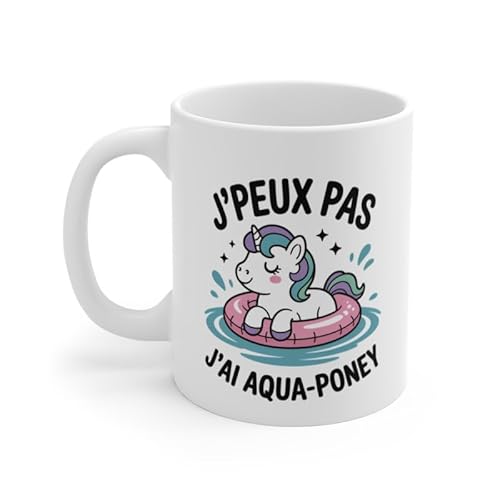 Teecustom Tasse J’peux Pas J’ai Aqua-Poney – Mug Licorne Kawaii Rose – Cadeau Enfant Drôle Fantaisie Céramique 325ml