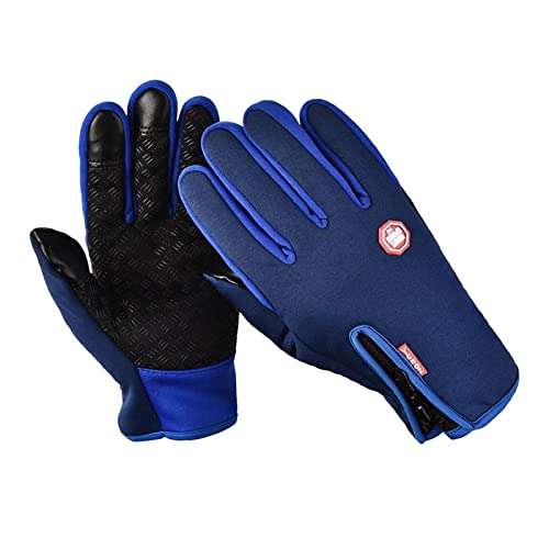 KiBcsLic Winter Gloves Thermal Non Slip Cold Weather Gloves Waterproof Insulated Windproof Warm for Ski Motorcycle Adult Unisex, Blue XL