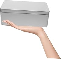 Vista 4 de Angoily Caja de lata vacía rectangular con tapa, caja de almacenamiento de hojalata rectangular para galletas, contenedor de lata de metal