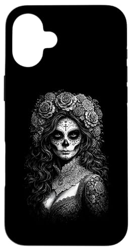 Day Of Dead �V���R�E�f�E�}�� �J�g���[�i �X�J�����f�B �X�}�z�P�[�X iPhone 16 Plus �p