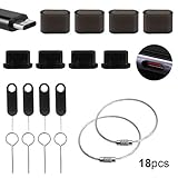 OOTSR Type-C Anti-Dust Plugs and USB C Caps Protectors for Type C Charging Cable Port with SIM Card Tray Eject Pins Compatible for All Type-C Smart-Phones As Samsung S8/S8+/HTC 10/OnePlus6/6T. etc