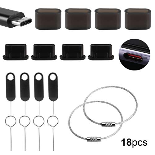 OOTSR Type-C Anti-Dust Plugs and USB C Caps Protectors for Type C Charging Cable Port with SIM Card Tray Eject Pins Compatible for All Type-C Smart-Phones As Samsung S8/S8+/HTC 10/OnePlus6/6T. etc