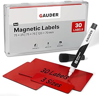 GAUDER Magnetic Dry Erase Labels | Magnetic Labels to write on | Dry Erase Magnets for Classroom, Whiteboard & Blackboard