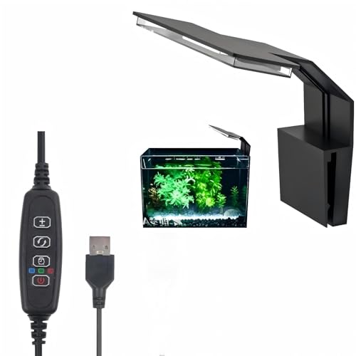 Image of 7W Nano Aquarium Light Clip-On Fish Tank Light with Timer & 9-Level Dimming&3 Colors for 1-5 Gallon Tanks, USB LED Full Spectrum Light (Adapter Not Included)
