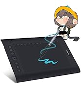 HUION H610 Pro V2 Tablette Graphique Proaméliorée avec Stylet sans Pile,Matériel de Peinture Prof...