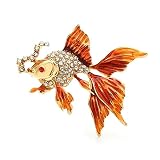 HYCYYFC Broche émail poisson rouge broches femme unisexe 3 couleurs strass fête bureau broches broches cadeaux (couleur : rouge, taille : 2 pouces)