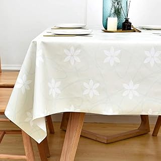 Yofori Table Cloth Wipe Clean Tablecloth Wipeable PVC Waterproof Rectangular Table Cover Plastic Table Protecter for Kitchen Outdoor (137x180cm, Rattan)