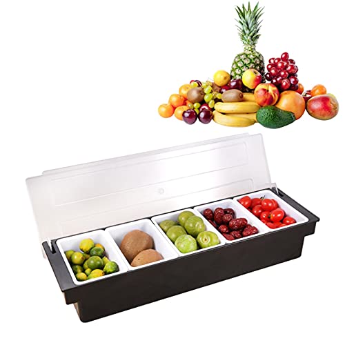 Raopuzi Distributeur de Condiments à 6 Compartiments | Plateau de Fruits, Garniture et Condiments | Bar à Fruits Caddy | Porte-Ingrédients de Cuisine