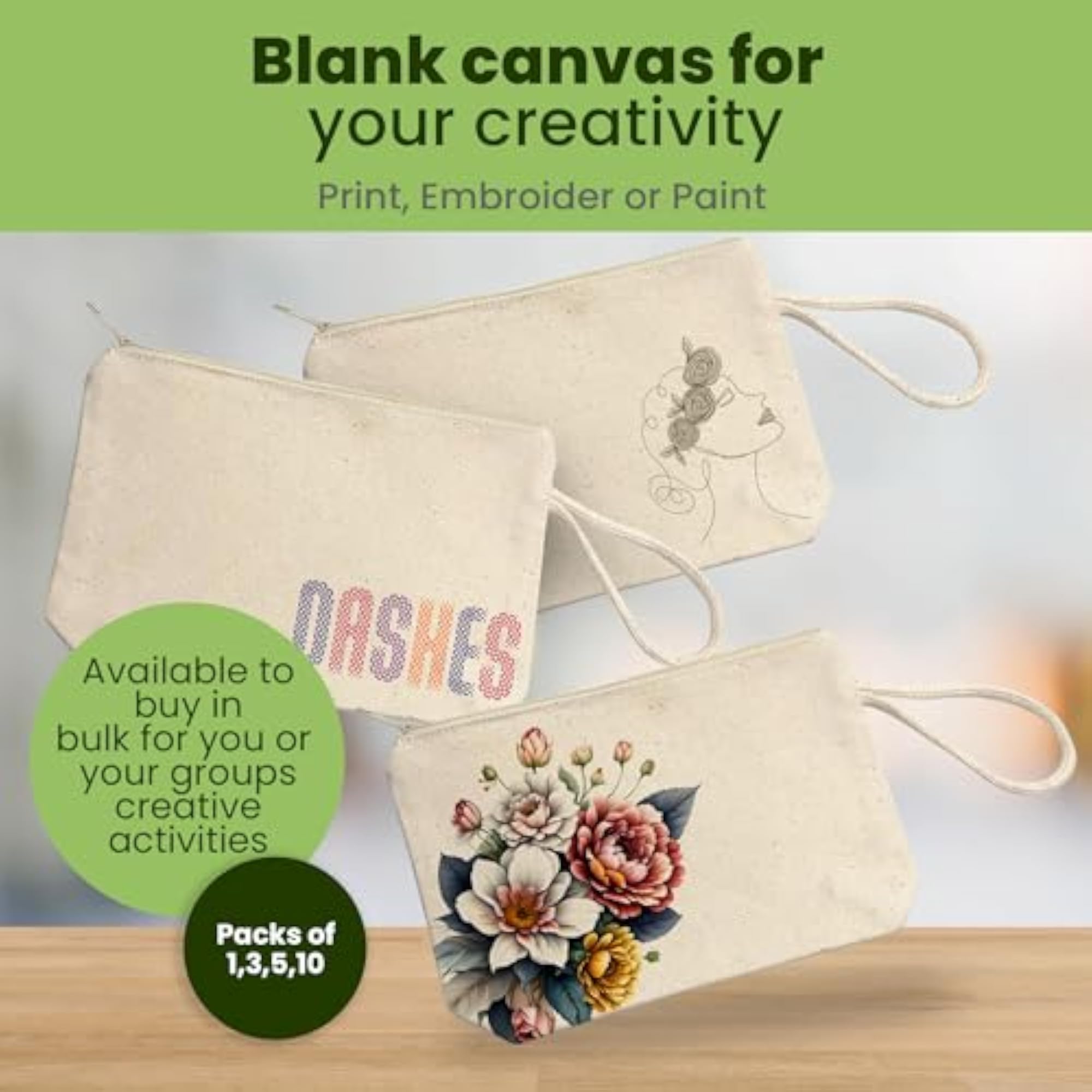 Plain Cotton Canvas Multi-Purpose Cosmetic Bag