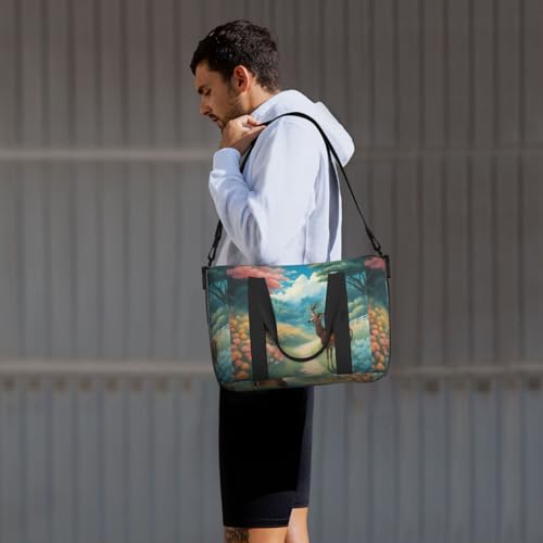 Cartoon Deer Large Capacity Waterproof Handheld Crossbody Bag 16.1x5.9x11.4in For Outdoor Activities Traveling Fishing Hunting 6