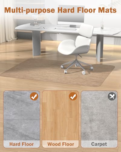 Image of Blvornl Office Chair Mat for Hardwood Floor, 35.4 inch*47.2 inch Desk Computer Chair Mat for Hard Wood, Large Anti-Slip Hard Floor Protector Rolling Chair Mat, PVC Mat Desk Rug for Office and Home Red Brown