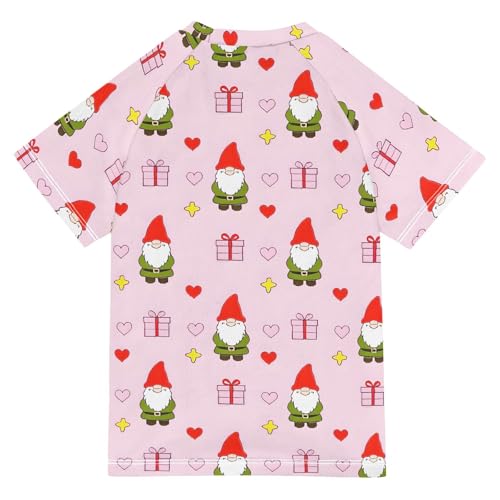 ALAZA Kids Rash Guard Boys Toddler Swim Shirts Short Sleeve Gnomes Heart Star UPF 50+ 3T2
