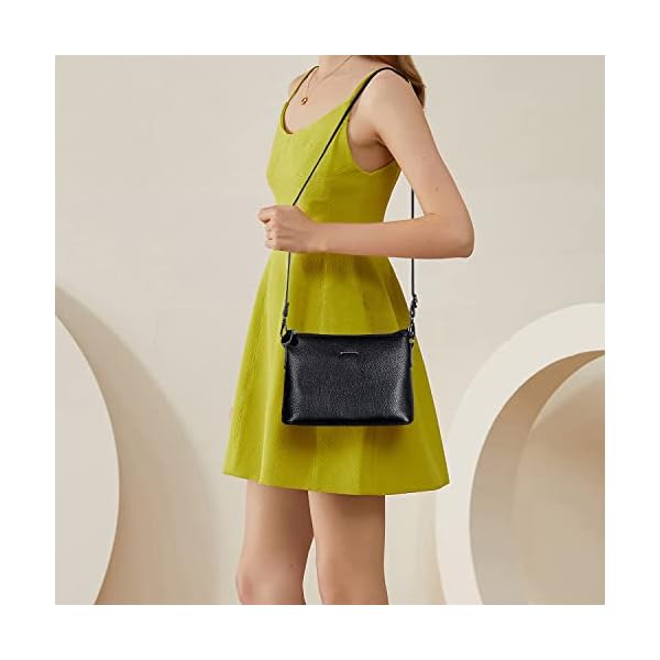 DOB SECHS Crossbody Bag Purses for Women Genuine Leather Shoulder Bag Small Cross Body Black Travel Cell Phone Purse Wallet - Image 9