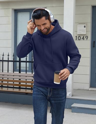 Image of COOFANDY Men Cotton Fleece Hooded Sweatshirt Casual Long Sleeve Hoodies Pullover Fashion Drawstring Hoodie with Kanga Pocket