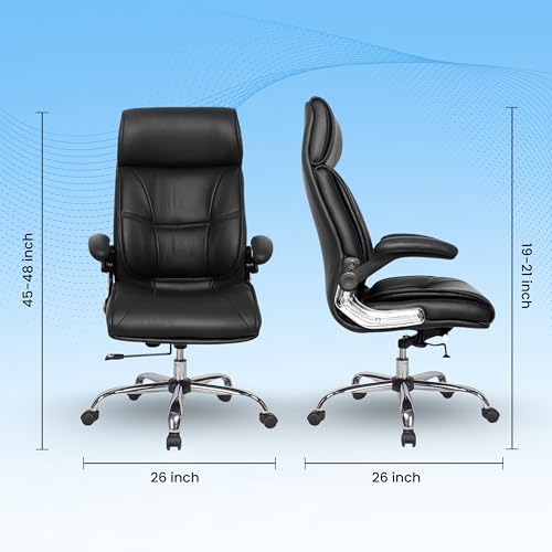 Image of Lakdi The Furniture High Back Director Office Chair Ergonomic Leatherette Executive Chair with Adjustable Armrests, Comfortable Desk Chair for 5-Year Warranty & Free Assembly -111012160 Black