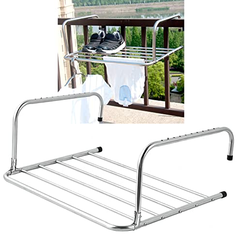 SLCHJX Stainless Steel Folding Drying Rack for Laundry Space Saver Clothes Hanger with Shelf Multifunctional Towel Rack Indoor and Outdoor Use