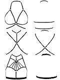 Boao 3 Pieces Women Strappy Harness Hollow Out Body Cross Cage Bra Cupless Lingerie for Women Girls Supplies (Style Set 5)