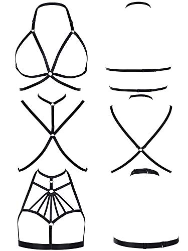 Boao 3 Pieces Women Strappy Harness Hollow Out Cage Bra Cupless Lingerie for Women Girls Supplies (Style Set 5)
