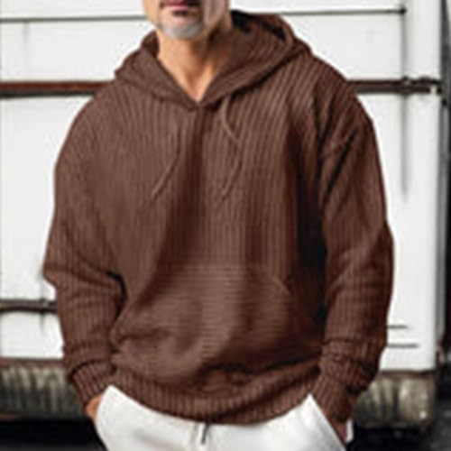 Ymosrh Men's Casual Hoodies, Long Sleeve Casual Heavyweight Corduroy Pullover Hooded Sweatshirts with Pocket, S-2XL3
