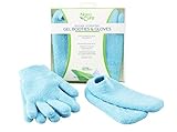 NatraCure Moisturizing Gel Booties and Gloves Set - (For dry skin, dry hands, feet, cracked heels, cuticles, rough skin, dead skin, use with your favorite lotions) - 155/175-AQ/RET - Color: Aqua