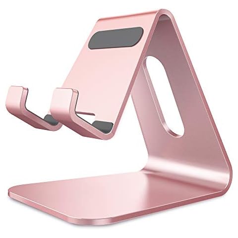 Lucrave Cell Phone Stand, Cradle, Holder,Aluminum Desktop Stand Compatible with Switch, All Smart Phone, iPhone 12 Mini, 12 Pro Max 11 Pro Xs Max Xr X Se 8 7 6 6s Plus SE 5 5s-Rose Gold Cover