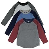 HonestBaby 3-Pack Long Sleeve Baseball Raglan T-Shirt 100% Organic Cotton Infant Baby, Toddler, Little Kids, Boys, Girls, Prep Academy, 18 Months