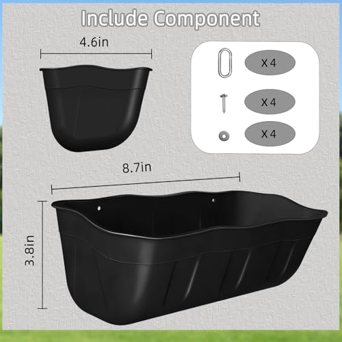 DallerSoode Hanging Chicken Feeders,Duck Feeder Waterer,Small Feed Trough 1.3 Quart 2 Pack,Hanging Fence Feed Trough for Poultry,Black - Thumbnail 2