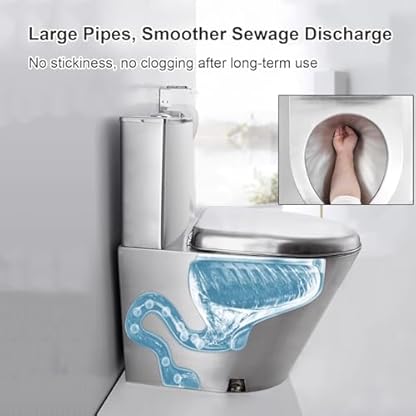 WXXZCE Stand Wc mit Spülkasten Komplett, Wc Komplettset Edelstahl 304, Komfort-Sitzhöhe 40cm, Siphon-Spülung, Frostschutz, für Einkaufszentren, Bars, Krankenhäuser(Gold) – Bild 5