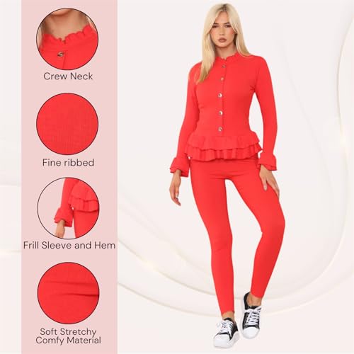 Survêtement péplum rouge taille 42 à manches longues