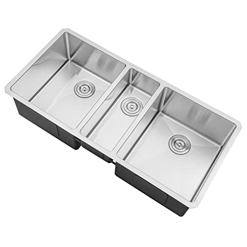 Lavaplatos triple de acero inoxidable 42 x 20 x 10 pulg miniatura 3