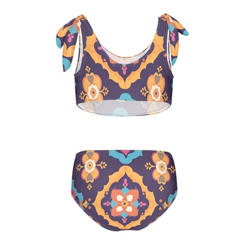 KLL Moroccan Medallion Girl 2 Piece Bikini Sets Scoop Neck Bathing Suit Swimwear Adjustable Shoulder Strap2