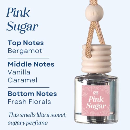 Image of C&E Craft Co Hanging Car Air Freshener Diffuser 2 Pack, Long Lasting Fragrance Oil Car Freshener, Glass Bottle Auto Air Freshener, Made in USA (Pink Sugar + Pink Sands)
