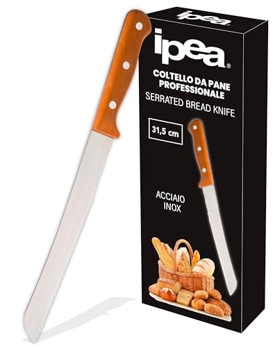 IPEA Couteau à Pain Professionnel avec Lame Dentelée en Acier Inoxydable – Couteau Tranchant Multi-usages pour Couper le Pain, les Petits Pains, les Fruits avec une Coupe Précise – 33 cm