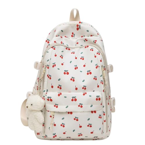 Cherry Backpack For Girls,Nylon Coquette Backpacks,Cute Kawaii Backpack With cherry Pattern (Cherry)