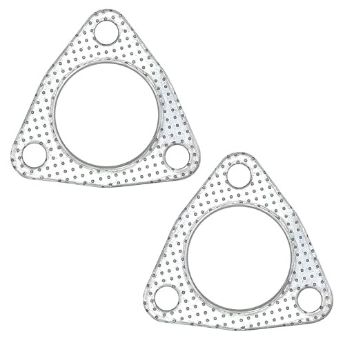 YGQ Juntas de escape de 2 pulgadas, 3 tornillos, 53 mm, colector de brida de silenciador, alta temperatura, con anillo de fuego, repuesto 2 unidades