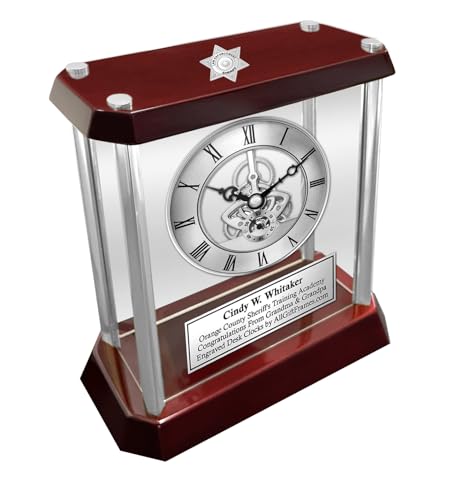 AllGiftFrames Silver Column Gear Engraved 3D Sheriff Logo Plaque Sculpture Law Enforcement Academy Graduation School Retirement Gift Award Monument Deputy Graduate Promotion