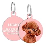 KINYABLUE Personalized Dog Tags, Print Round Stainless Pet ID Tags, Dog Name Tags, Custom Dog Tags,E